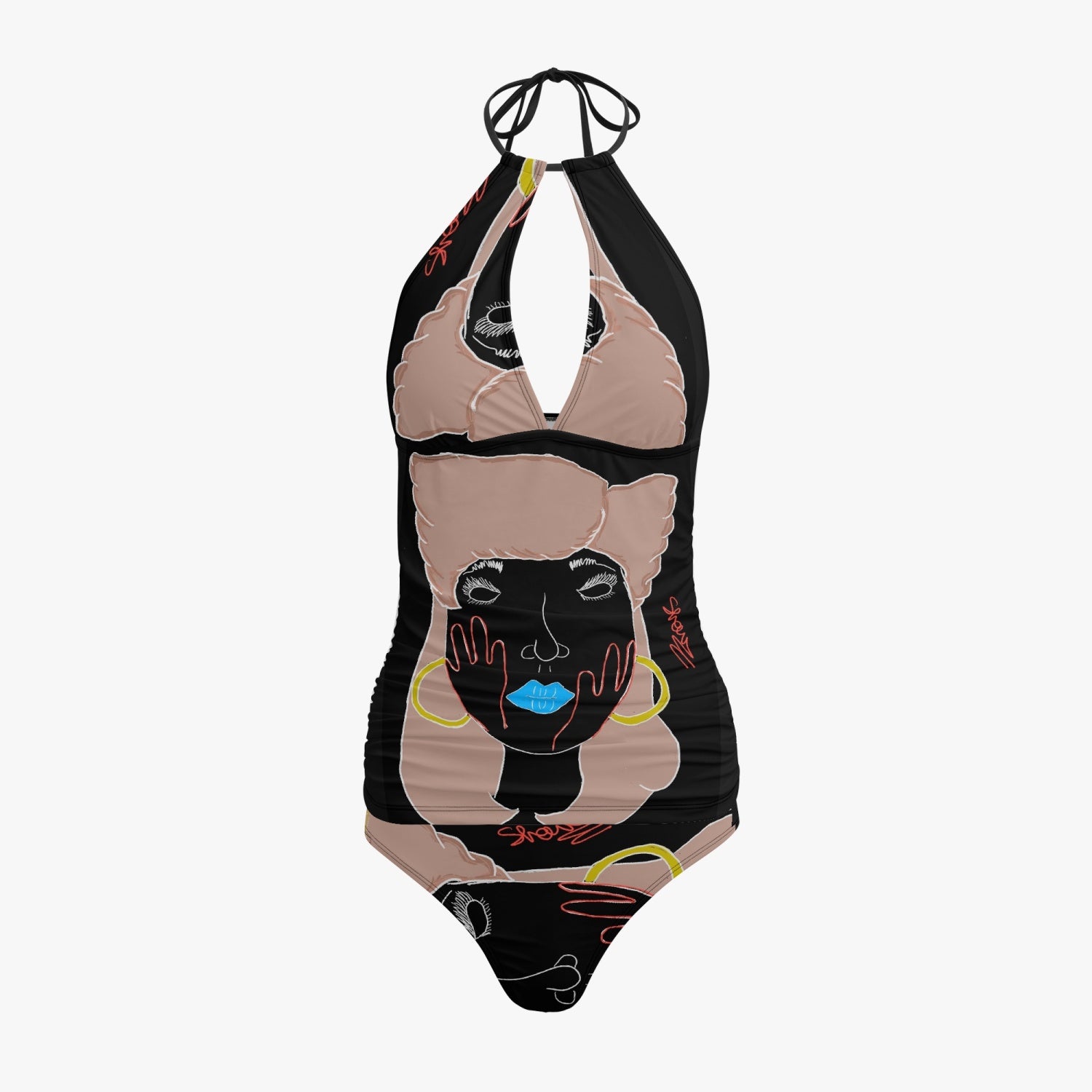 1033. Halter Top Two-Piece Tankini Swimsuit