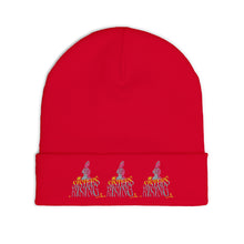 Embroidered Pink Flamingo Row Knit Beanie