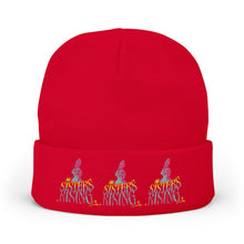 Embroidered Pink Flamingo Row Knit Beanie
