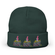 Embroidered Pink Flamingo Row Knit Beanie