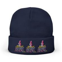 Embroidered Pink Flamingo Row Knit Beanie