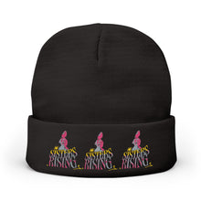 Embroidered Pink Flamingo Row Knit Beanie