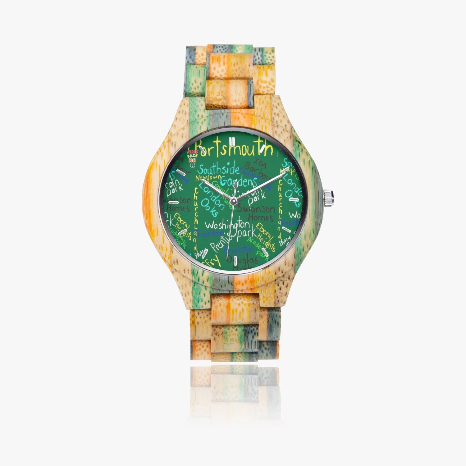 884. Camouflage Wooden Watch - Green&Blue