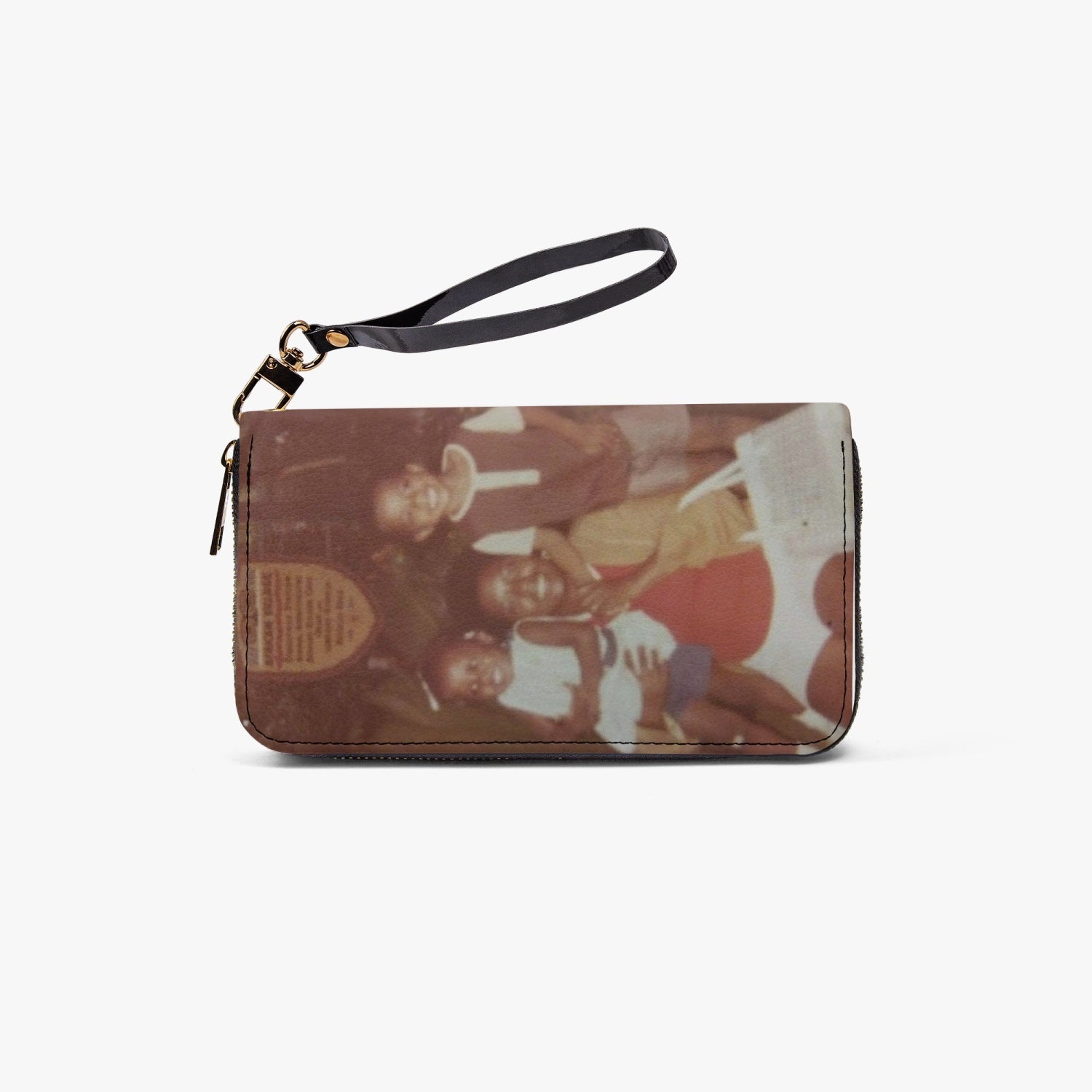 982. PU Leather Strap Zipper Wallet