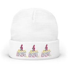 Embroidered Pink Flamingo Row Knit Beanie