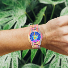 883. Camouflage Wooden Watch - Grey&Pink