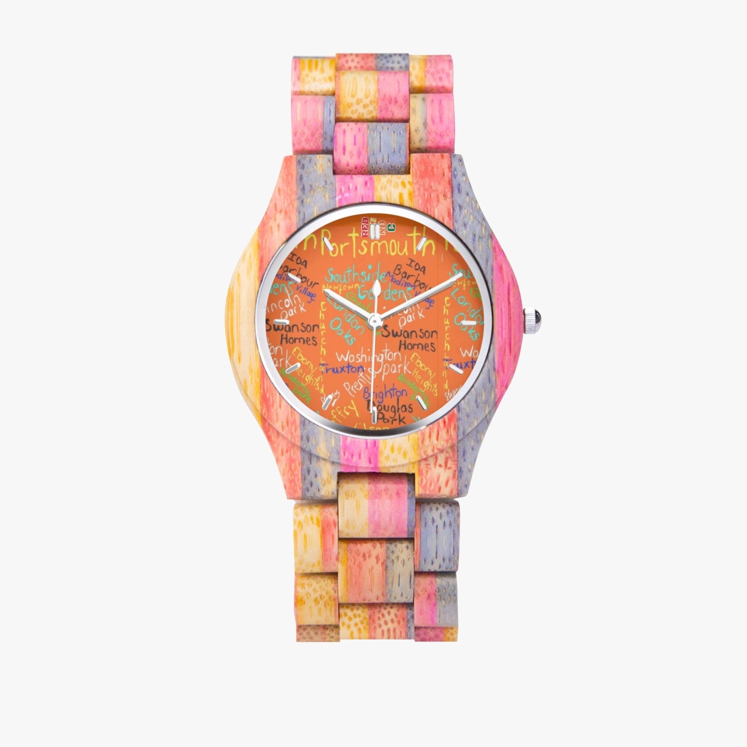 883. Camouflage Wooden Watch - Grey&Pink
