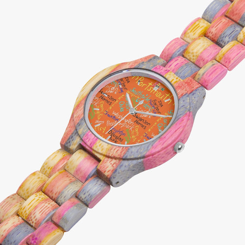 883. Camouflage Wooden Watch - Grey&Pink