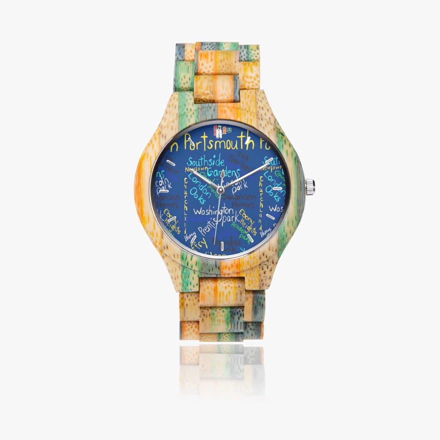 884. Camouflage Wooden Watch - Green&Blue
