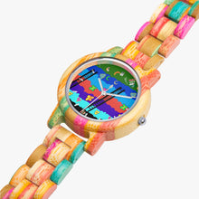 882.Camouflage Wooden Watch - Green&Pink