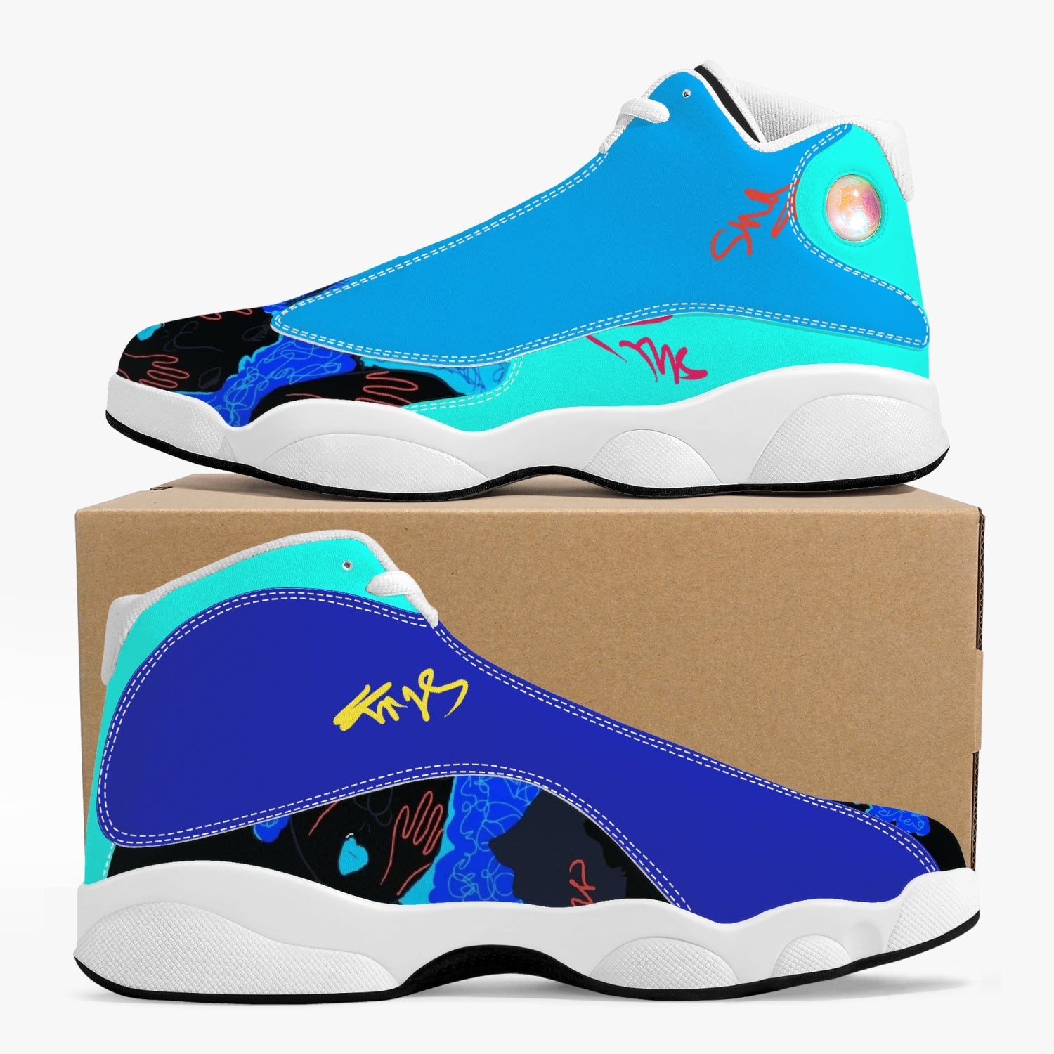 243. High-Top Leather Basketball Sneakers - White