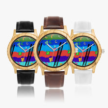 205. Italian Olive Lumber Wooden Watch - Leather Strap