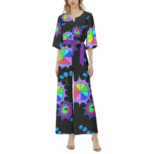 Dolman Sleeve Belted Wide Leg Jumpsuit