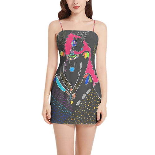 Sleeveless Square Neckline Spaghetti Strap Mini Dress