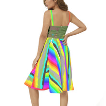 Sleeveless Square Neck Flare Hem Midi Dress