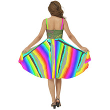 Sleeveless Square Neck Flare Hem Midi Dress