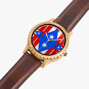 205. Italian Olive Lumber Wooden Watch - Leather Strap