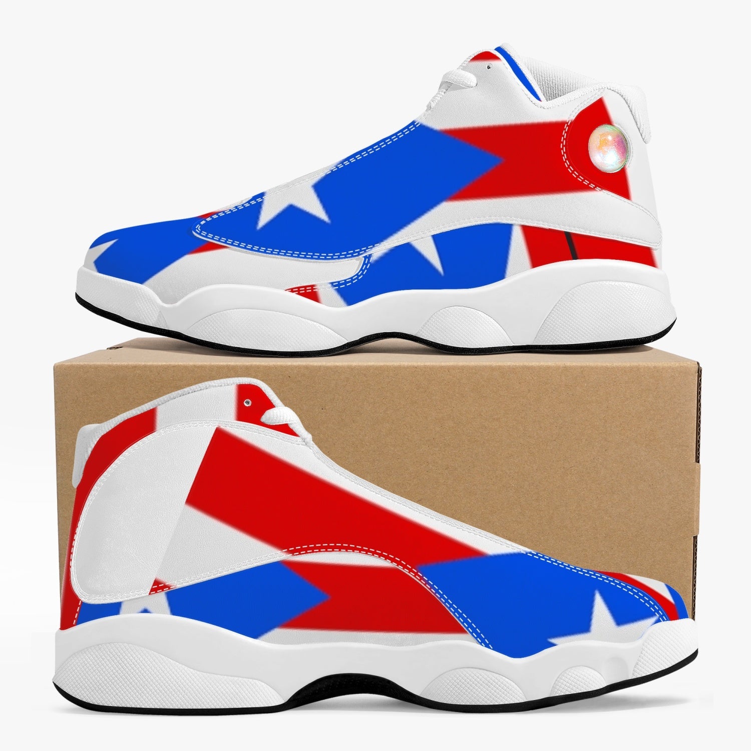 243. High-Top Leather Basketball Sneakers - White