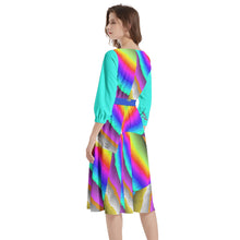 Boat Neck Belted Flared Dress