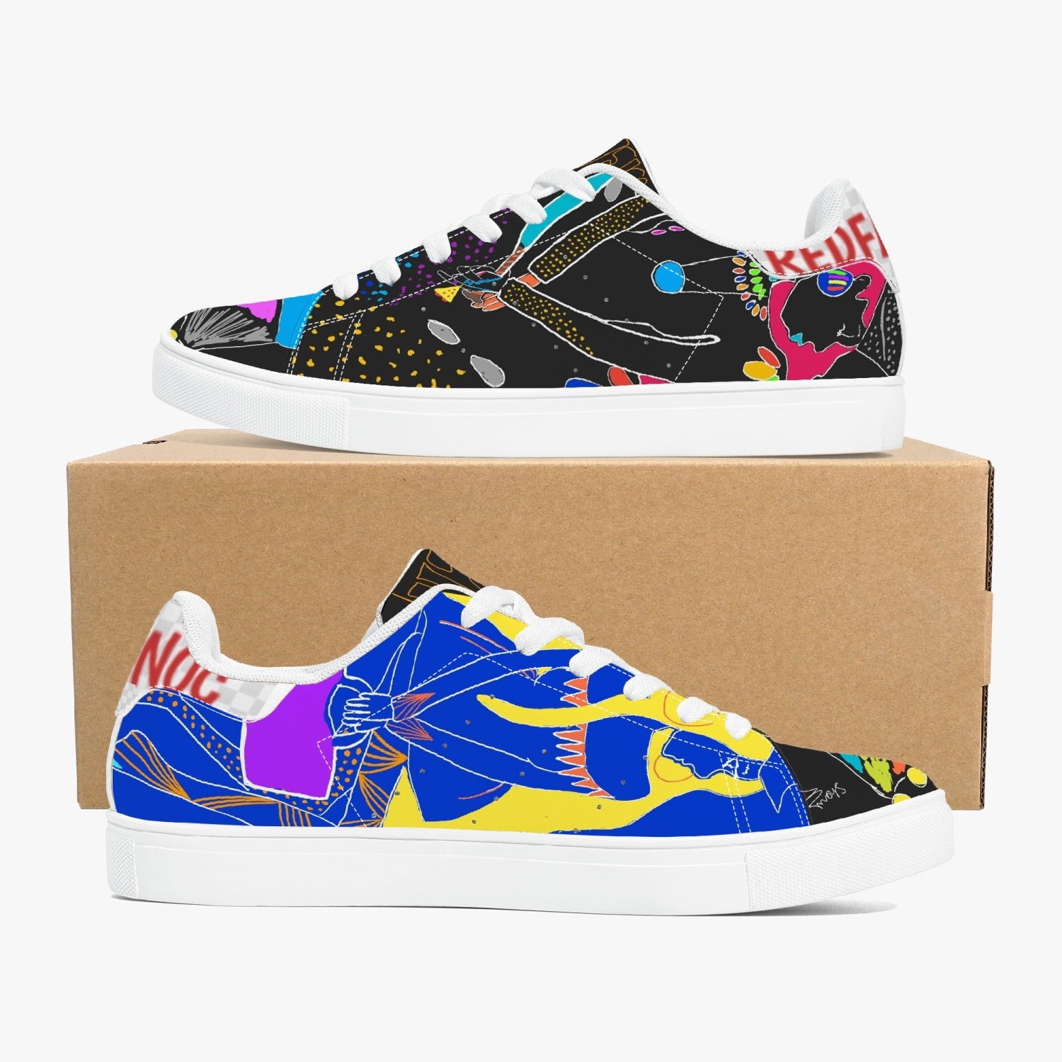 190. Classic Low-Top Leather Sneakers - White/Black