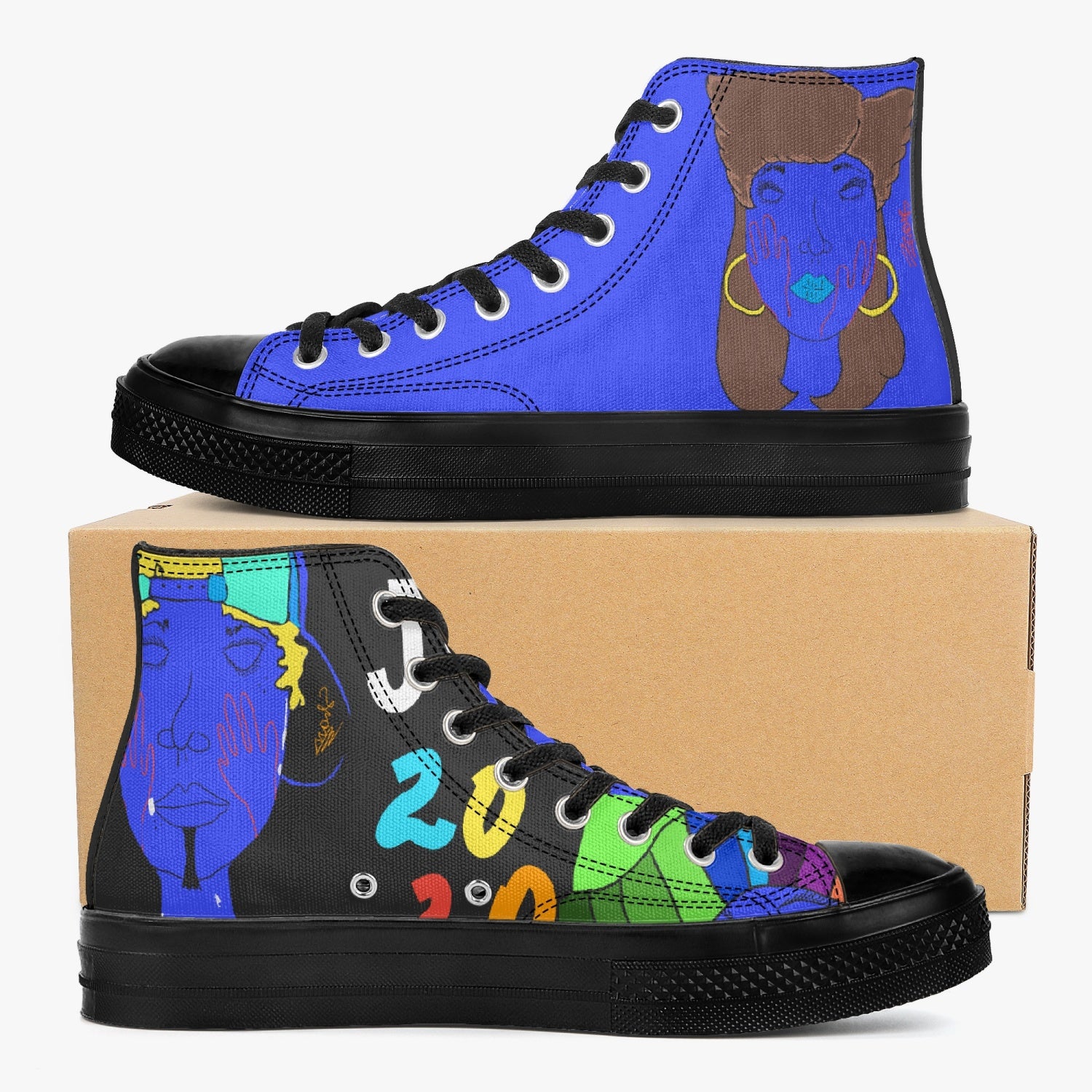 286. New High-Top Canvas Shoes - Black