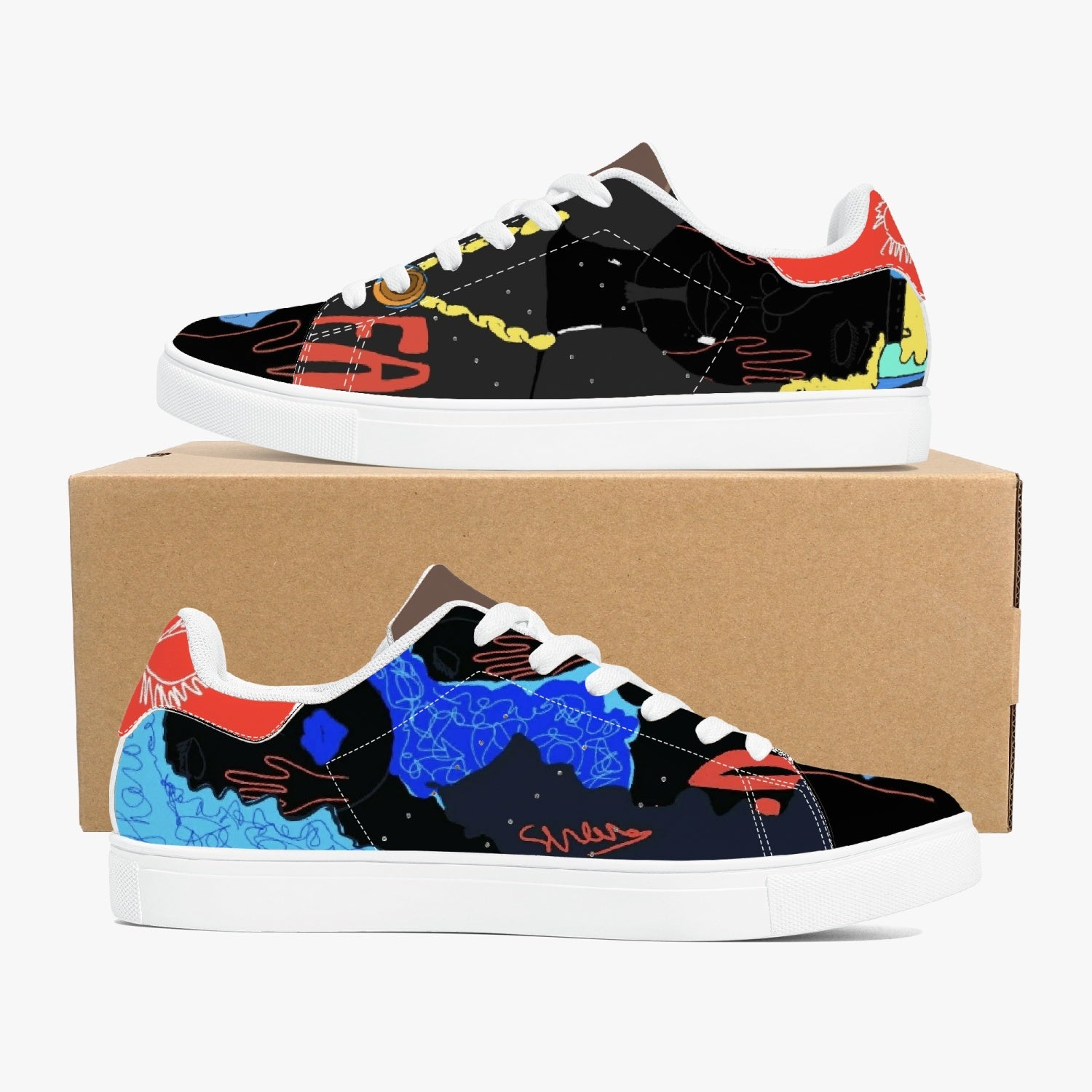 190. Classic Low-Top Leather Sneakers - White/Black