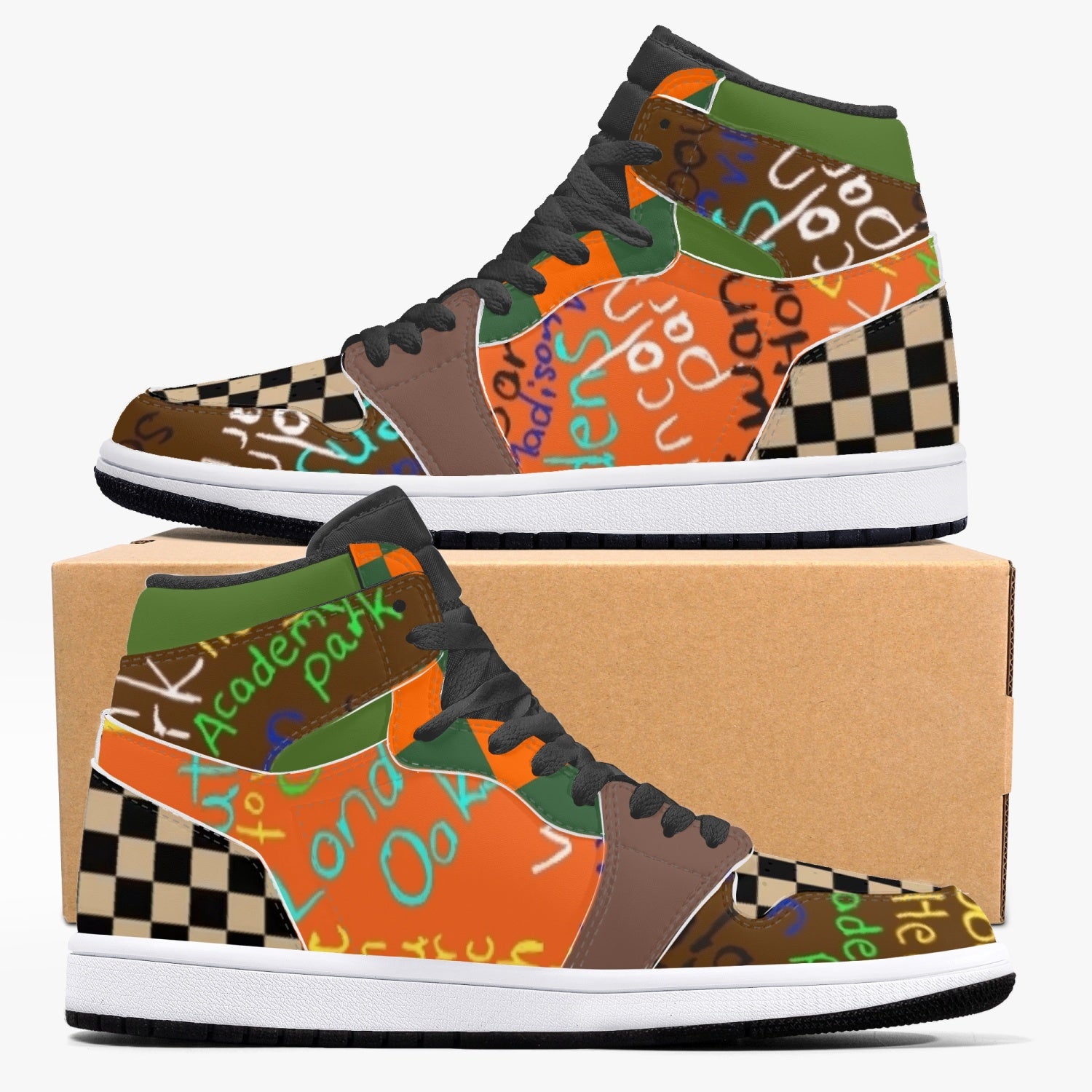 352. New Black High-Top Leather Sneakers